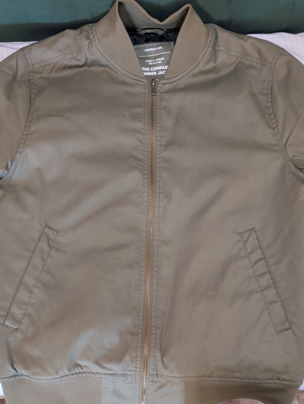 Compass Men's Olive Bomber Jacket - Classic Lightweight Coat